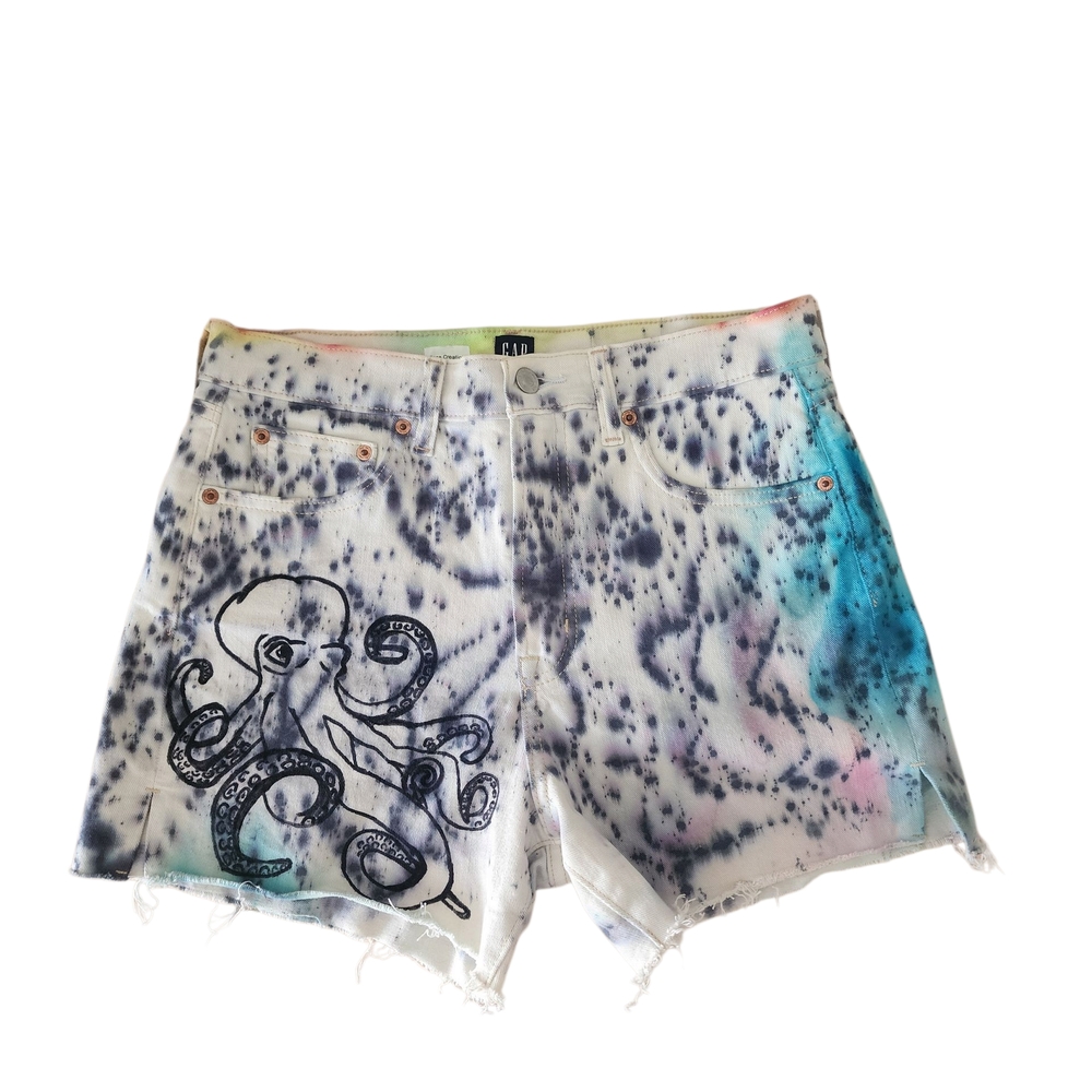 GAP Multicolor Tie-Dye Octopus Jean Shorts
